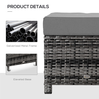 Kadone Halu Rattan Grey Square Outdoor Footstool With Cushioned Top