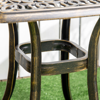 Mave Cast Aluminium Bronze Patio Coffee Table With Central Umbrella Hole