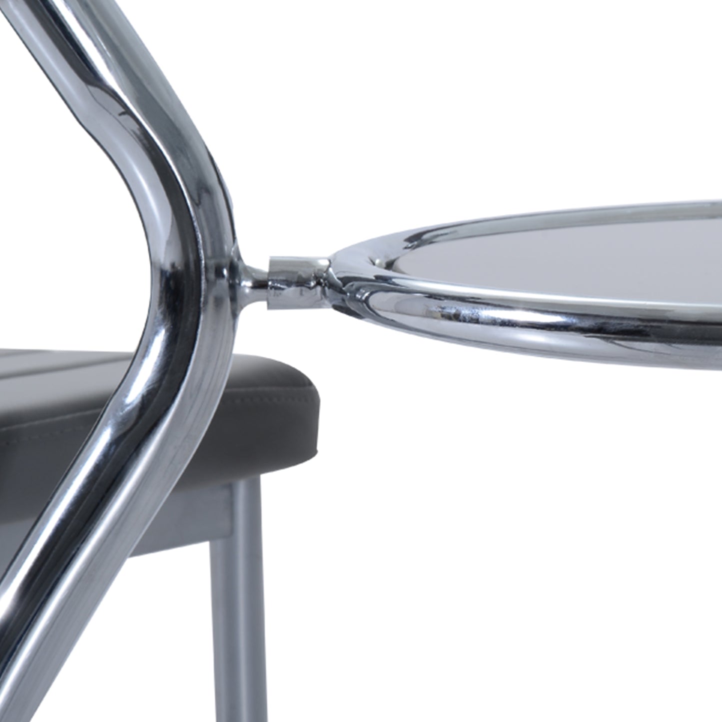 Dinika Metal And Glass Grey 5 Piece Dining Table Set With Padded Chairs