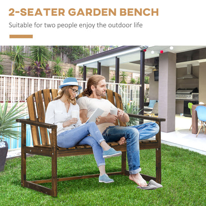 Rozi Wood 2 Seater Outdoor Garden Bench With Slatted Back And Armrests
