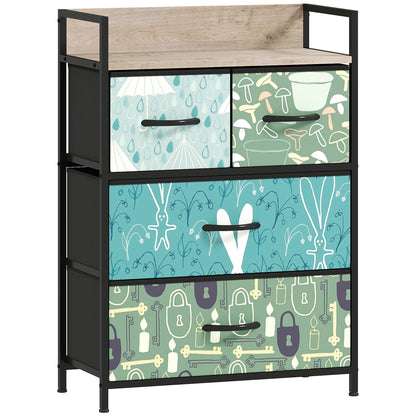 Larala Wooden Blue 4 Drawer Storage Chest