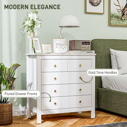 Vedise Wooden White Elegant 5 Drawer Chest Of Drawers