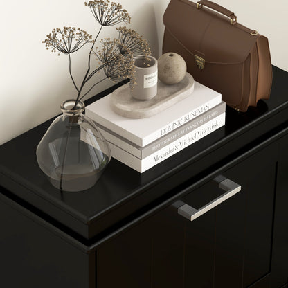 Kaso Wooden Black Minimal 3 Drawer Shoe Cabinet