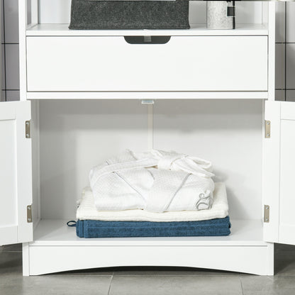 Disarike White Freestanding Storage Cabinet With Shelves Drawers And Double Doors For Bathroom Or Kitchen