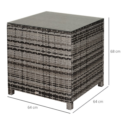 Mael Nimo Faux Rattan Grey Square Outdoor Garden Table With Glass Top