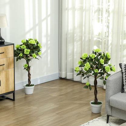 Payo Pair Of Artificial Rose Style Trees In Green Finish