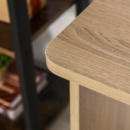 Halama 100cm Wooden Oak And White Writing Desk With 3 Tier Storage Shelving