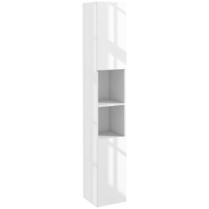 Yoco High Gloss White Freestanding Bathroom Storage Cabinet With Doors And Adjustable Shelves