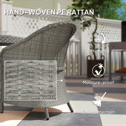 Sepa Rattan Grey 4 Seater Outdoor Dining Set With Cushions And Glass Top Table With Parasol Hole