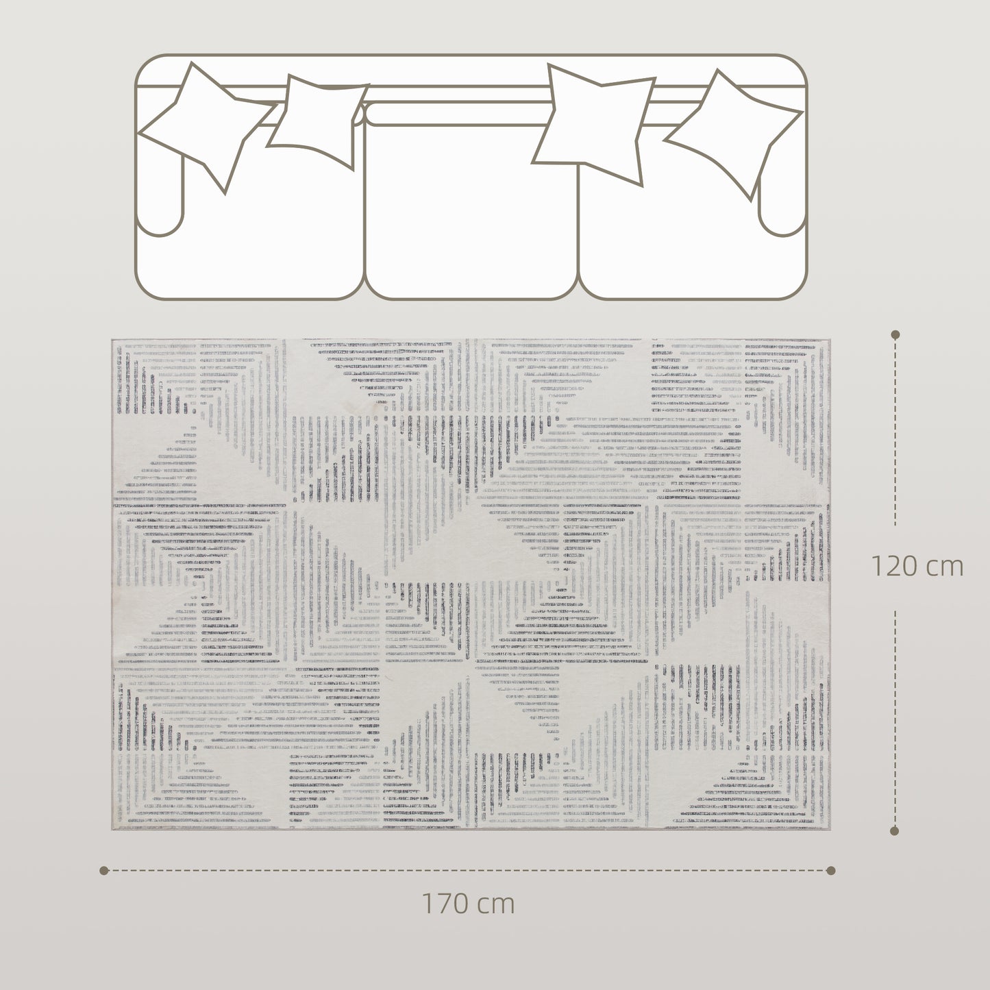 Fave 170cm Grey Geometric Non Slip Washable Rug
