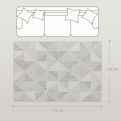 Fave 170cm Grey Geometric Non Slip Washable Rug