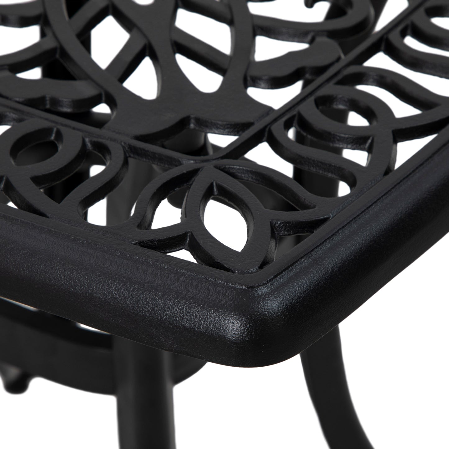 Dodo Cast Aluminium Black Square Outdoor Bistro Table With Umbrella Hole