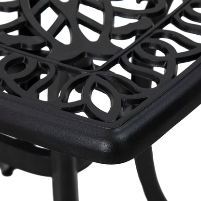 Dodo Cast Aluminium Black Square Outdoor Bistro Table With Umbrella Hole