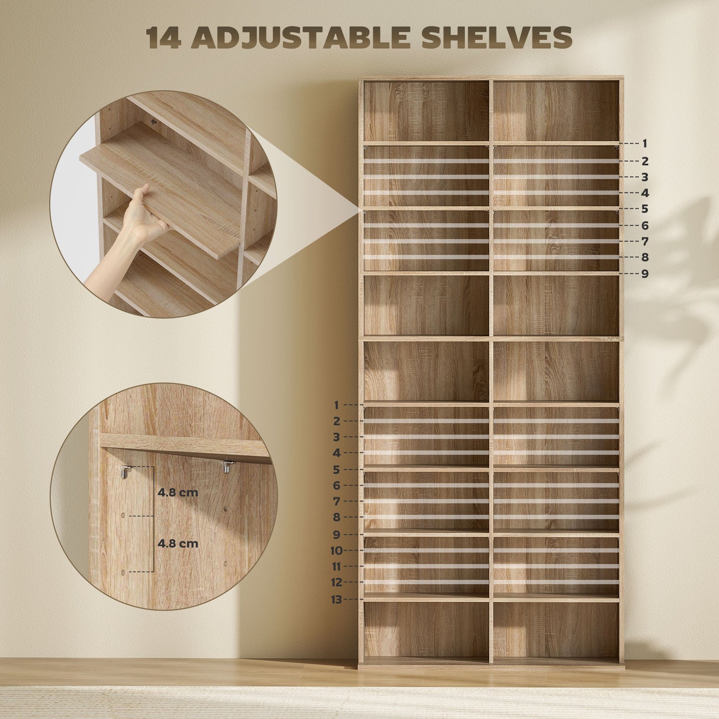 Karave Wood Natural Finish Tall Media Storage Tower With 640 Disc Capacity