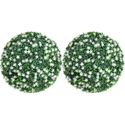 Radi Set Of 2 Artificial Boxwood Ball Plants In White Finish