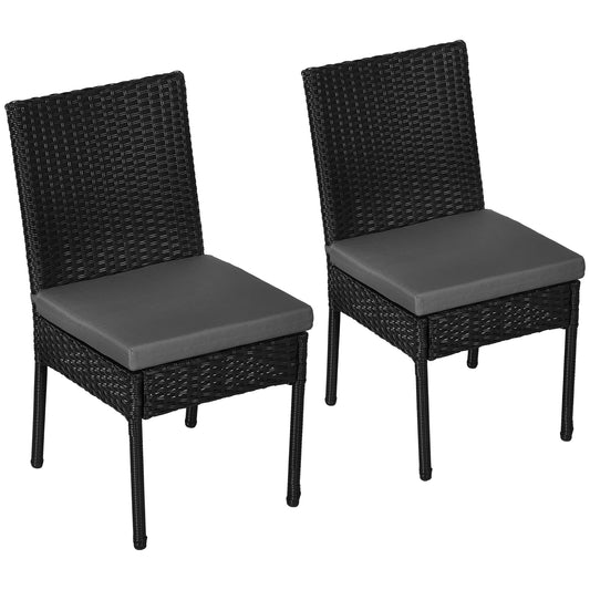 Luto Rattan Black Set Of 2 Armless Outdoor Garden Chairs