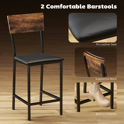 Vita Wooden Brown And Black 3 Piece Compact Bar Table Set