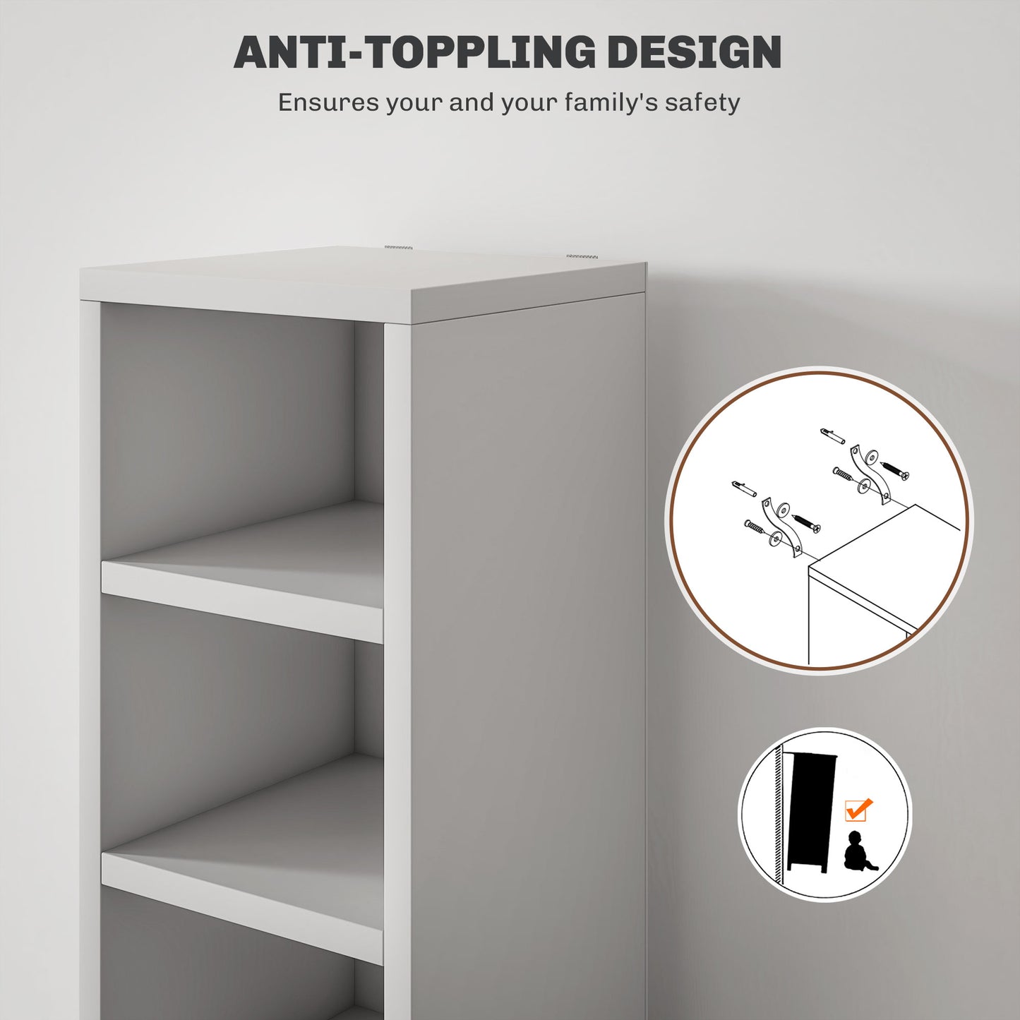 Manina Wood White Tall Narrow CD Storage Tower With 204 Disc Capacity