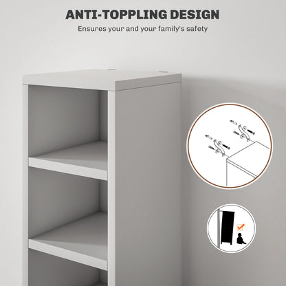 Manina Wood White Tall Narrow CD Storage Tower With 204 Disc Capacity