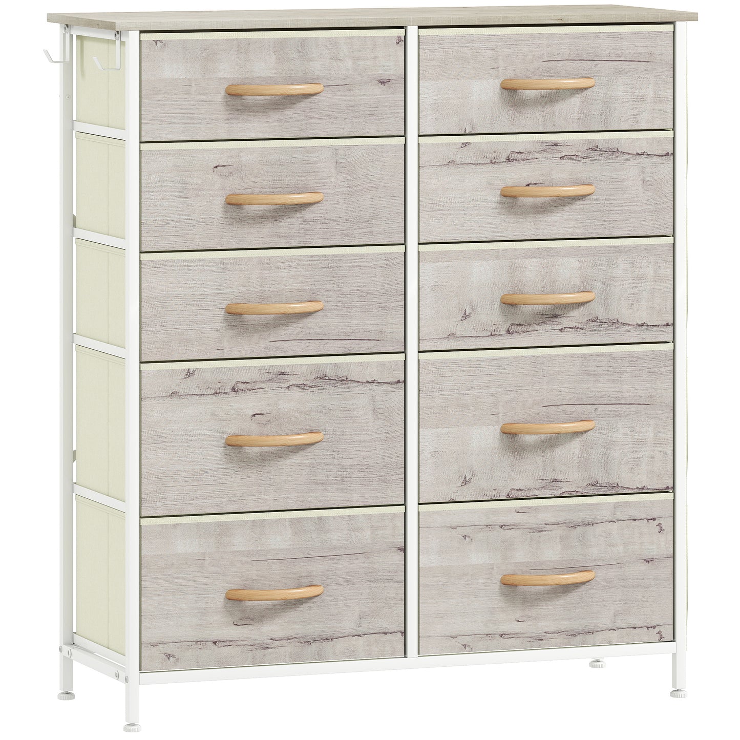Nipa Fabric And Metal Natural Wood Finish 10 Drawer Storage Chest