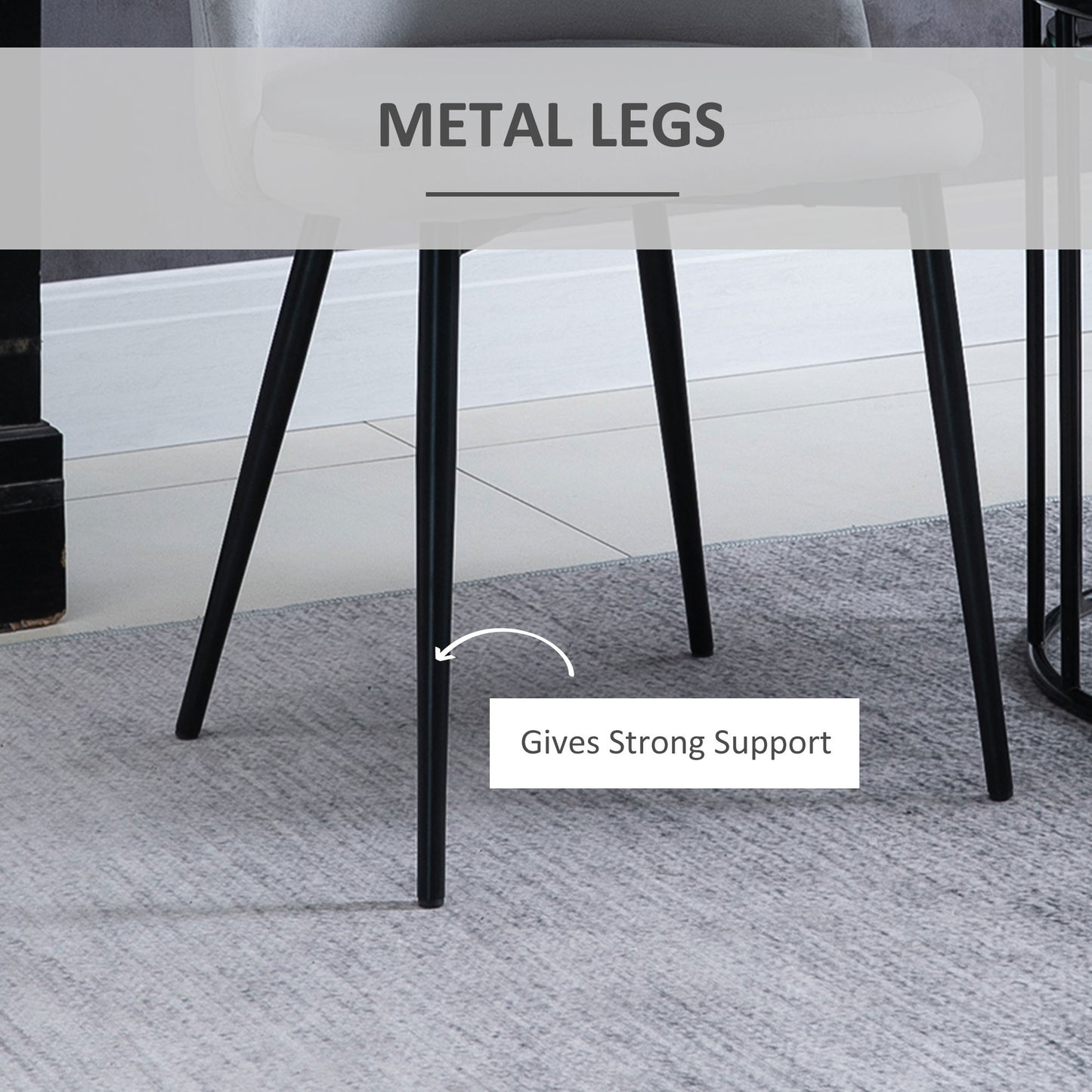 Ladori Fabric Grey Contemporary Dining Chairs Set Of 2 With Soft Upholstered Seats