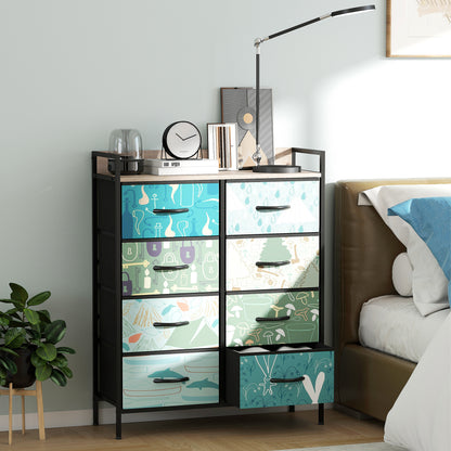 Larala Wooden Blue 8 Drawer Storage Chest