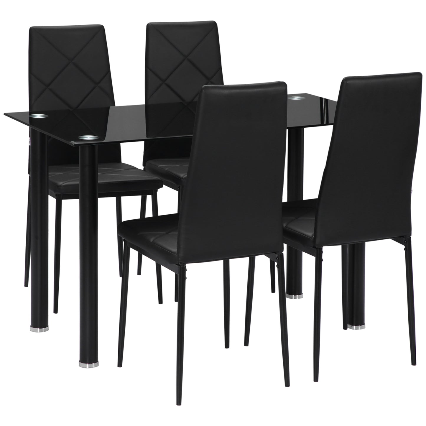 Zinelalo Metal And Wooden Black Modern 5 Piece Dining Table Set For 4