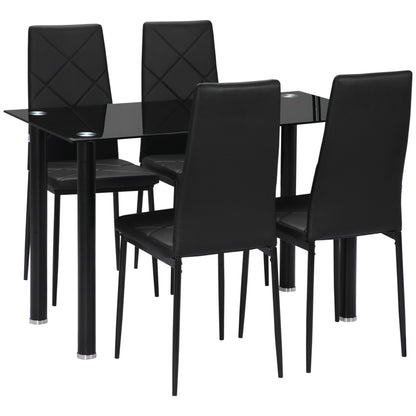 Zinelalo Metal And Wooden Black Modern 5 Piece Dining Table Set For 4
