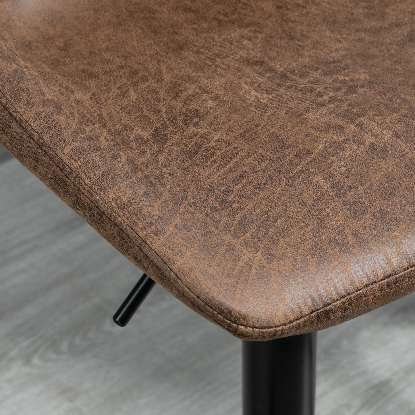 Rafava Faux Leather Brown Adjustable Breakfast Bar Chairs Set Of 2 With Upholstered Seats