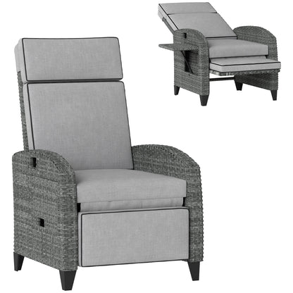 Vike Light Grey Outdoor Recliner Armchair with Side Tray