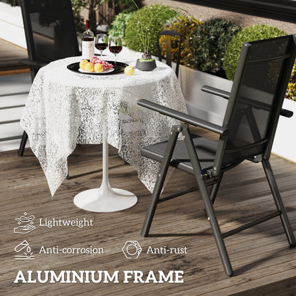 Costare Set Of 2 Aluminium Black Folding Garden Dining Chairs With Breathable Mesh