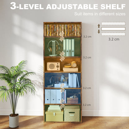Loama Wooden Rustic Brown 6 Tier Storage Bookcase