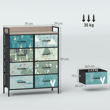Larala Wooden Blue 8 Drawer Storage Chest