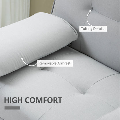 Suma Grey Fabric Click Clack Sofa Bed Tufted Back Removable Arms