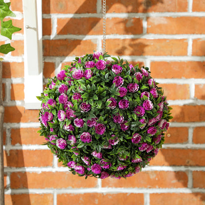 Liso Set Of 2 Artificial UV Resistant Rose Style Topiary Balls H8 28cm