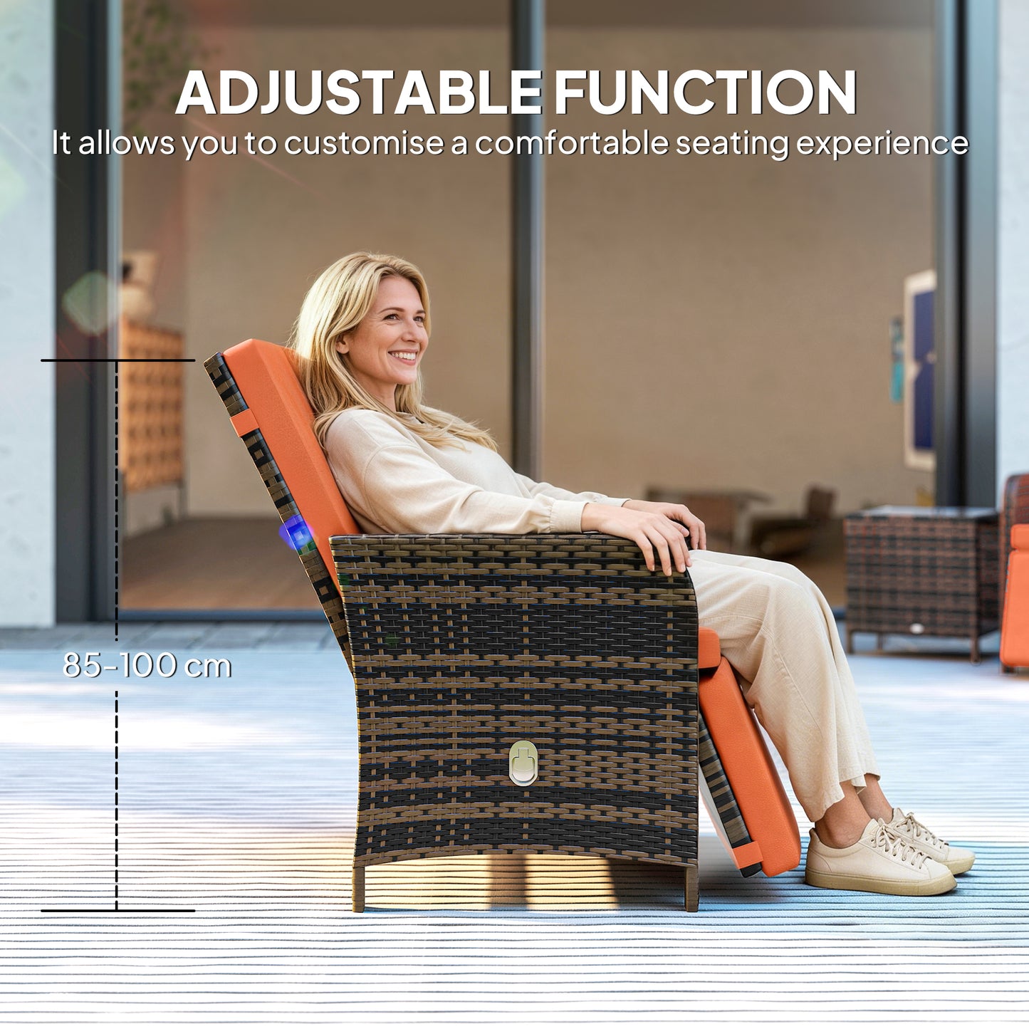 Haridi Brown Rattan and Orange 3 Piece Bistro Set With Cushions And Storage Table