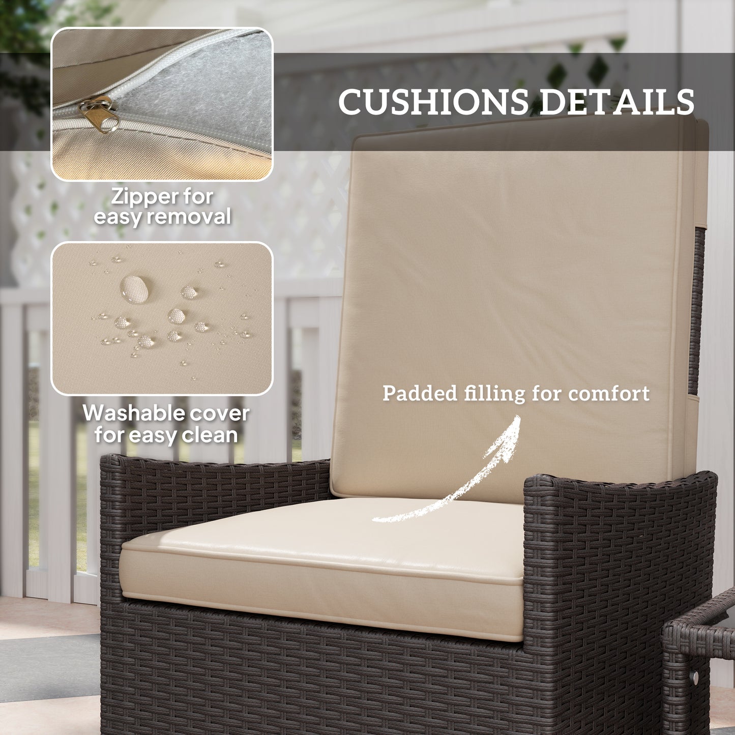 Hacore Dark Brown Rattan 5 Piece Garden Bistro Set With Footstols and Glass Table