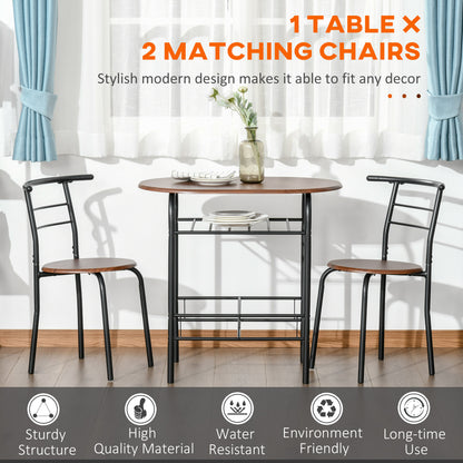 Vidiba Wooden Natural 3 Piece Compact Dining Set