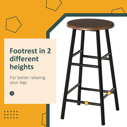Yoliba Metal And Wooden Black And Oak Breakfast Bar Table And Stool Set With Storage Shelving