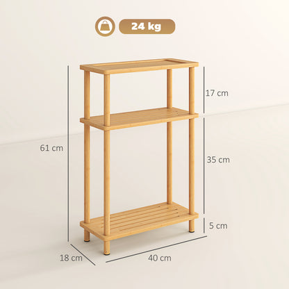Neliyo Bamboo Natural 3 Tier Slim Side Table With Nordic Style Design