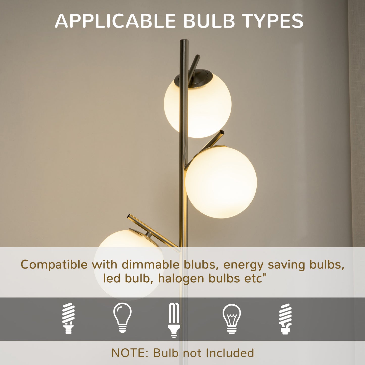 Moretta Metal Silver 3 Light Tree Floor Lamp With Globe Shades And Steel Base