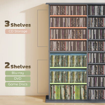 Yopayo Lora Wooden Grey 6teen Compartment Media Storage Shelf