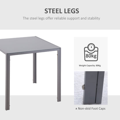 Conona Metal Grey Square Glass Dining Table For 2 To 4 People