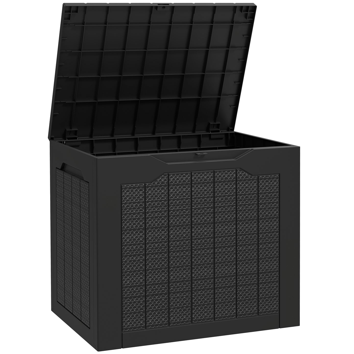Vevino Nela Plastic Black Outdoor Garden Storage Box With Handles 93 Litre Capacity