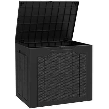 Vevino Nela Plastic Black Outdoor Garden Storage Box With Handles 93 Litre Capacity