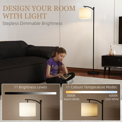 Mota Nelo Metal Black LED Floor Lamp With Remote Control And Slim Modern Profile