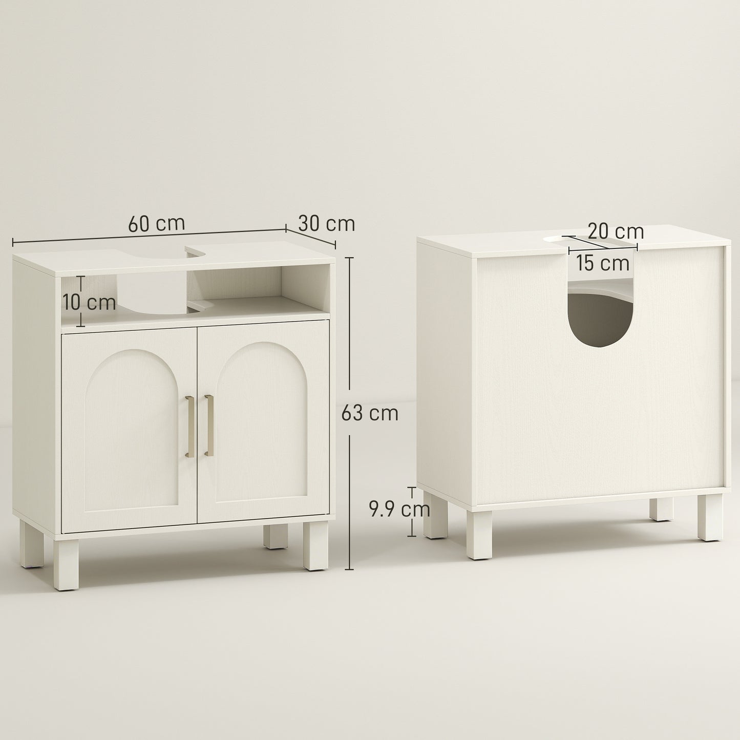 Nenola Cream White Under Sink Storage Cabinet For Basin