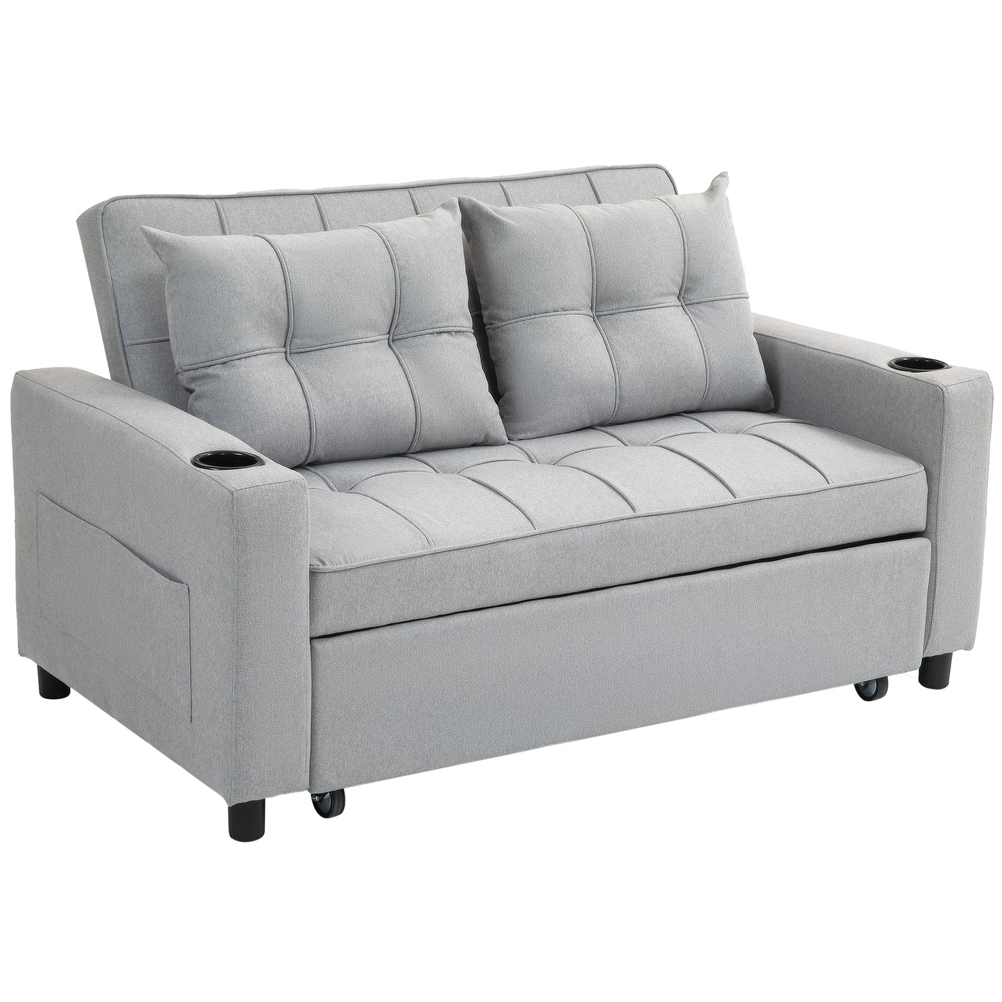 Kahani Razi Light Grey Upholstered 2 Seater Pull Out Sofa Bed