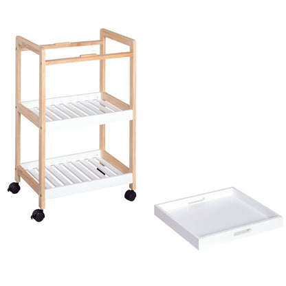 Vesa Wooden White 3 Tier Mobile Kitchen Trolley With Shelves