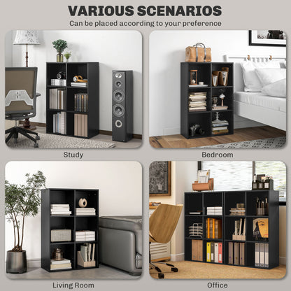 Sasu Wood Black Effect 6 Cube Storage Bookcase